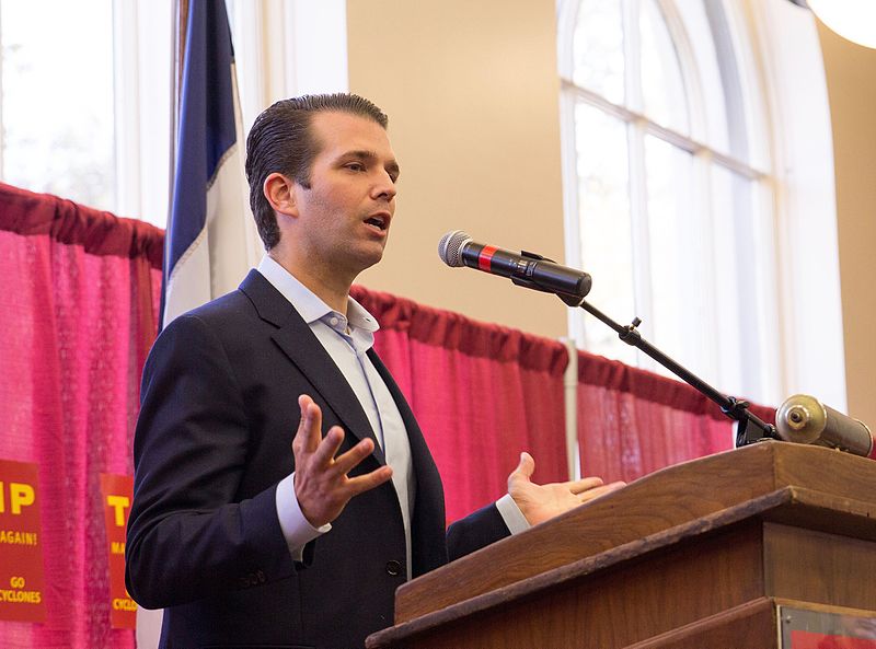 Donald Trump Jr at a rally in Iowa 2016