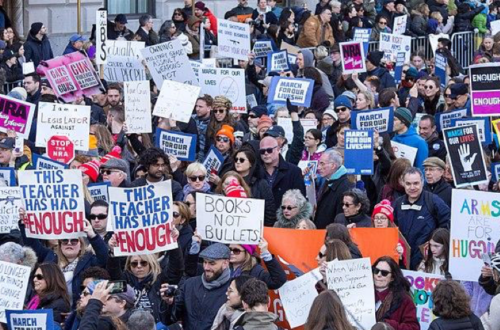 Protestors for gun reform at the March For Our Lives in 2018.